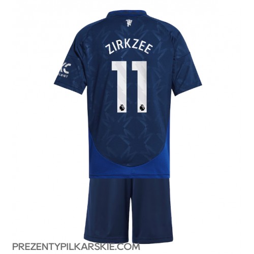 Stroje piłkarskie Manchester United Joshua Zirkzee #11 Koszulka Wyjazdowej dla dzieci 2024-25 Krótki Rękaw (+ szorty)